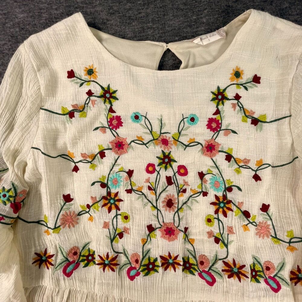 Altar'd State Embroidered Floral Bell Sleeve Boho Dress Small Cream Cottagecore - Picture 10 of 12